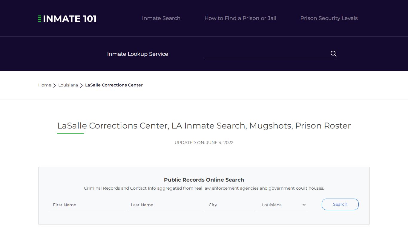 LaSalle Corrections Center, LA Inmate Search, Mugshots ...